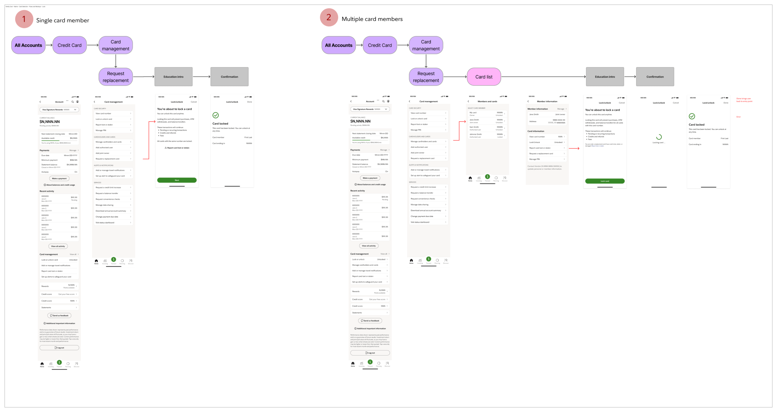 FC Family Card Native Card Selection Flows and Mockups Lock