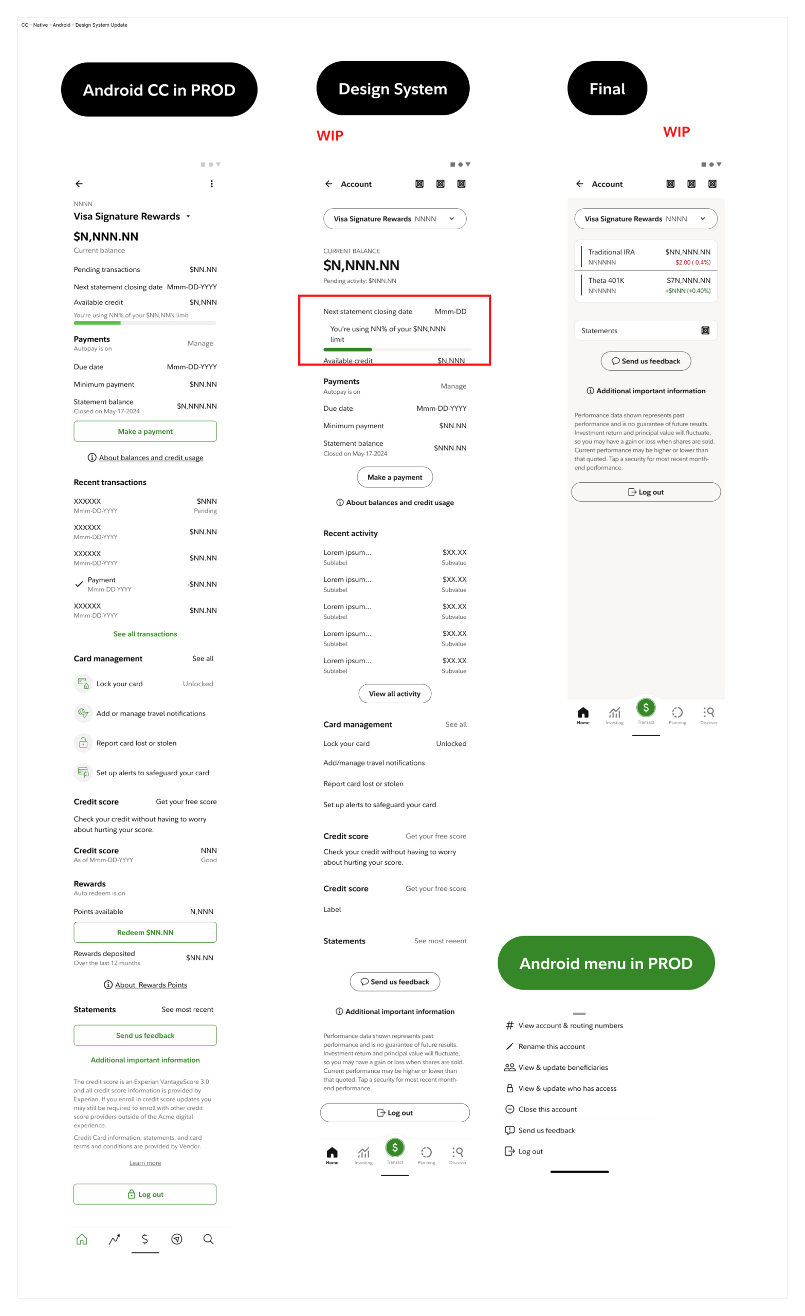 Other CC Native Android Design System Update