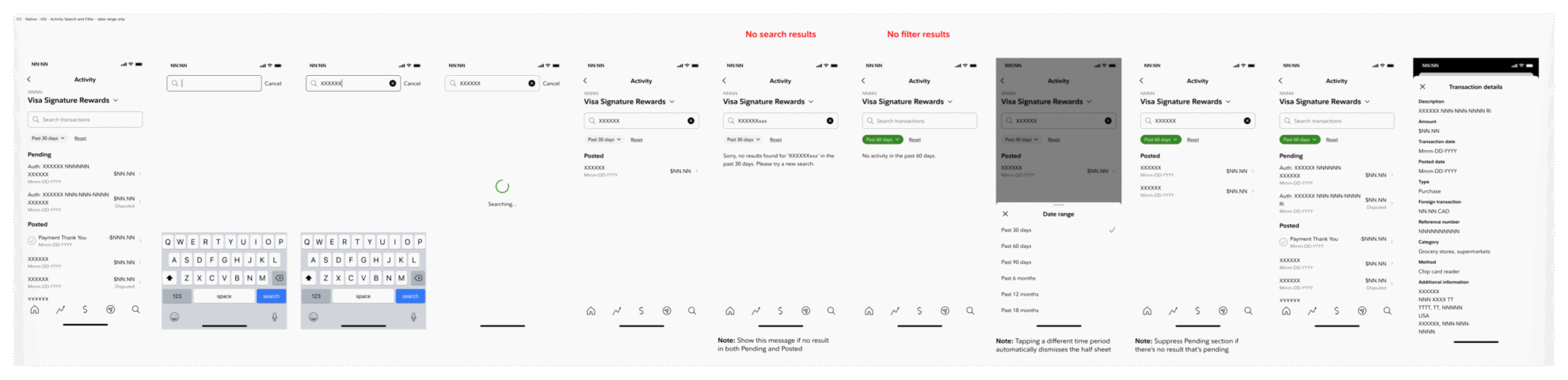 Other CC Native iOS Activity Search and Filter date range only