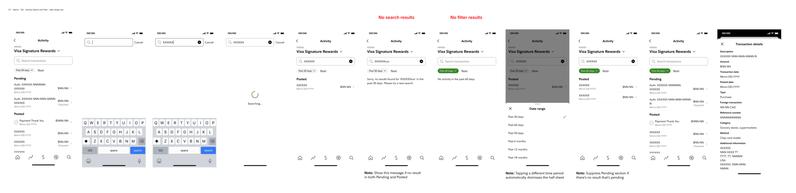 Other CC Native iOS Activity Search and Filter date range only