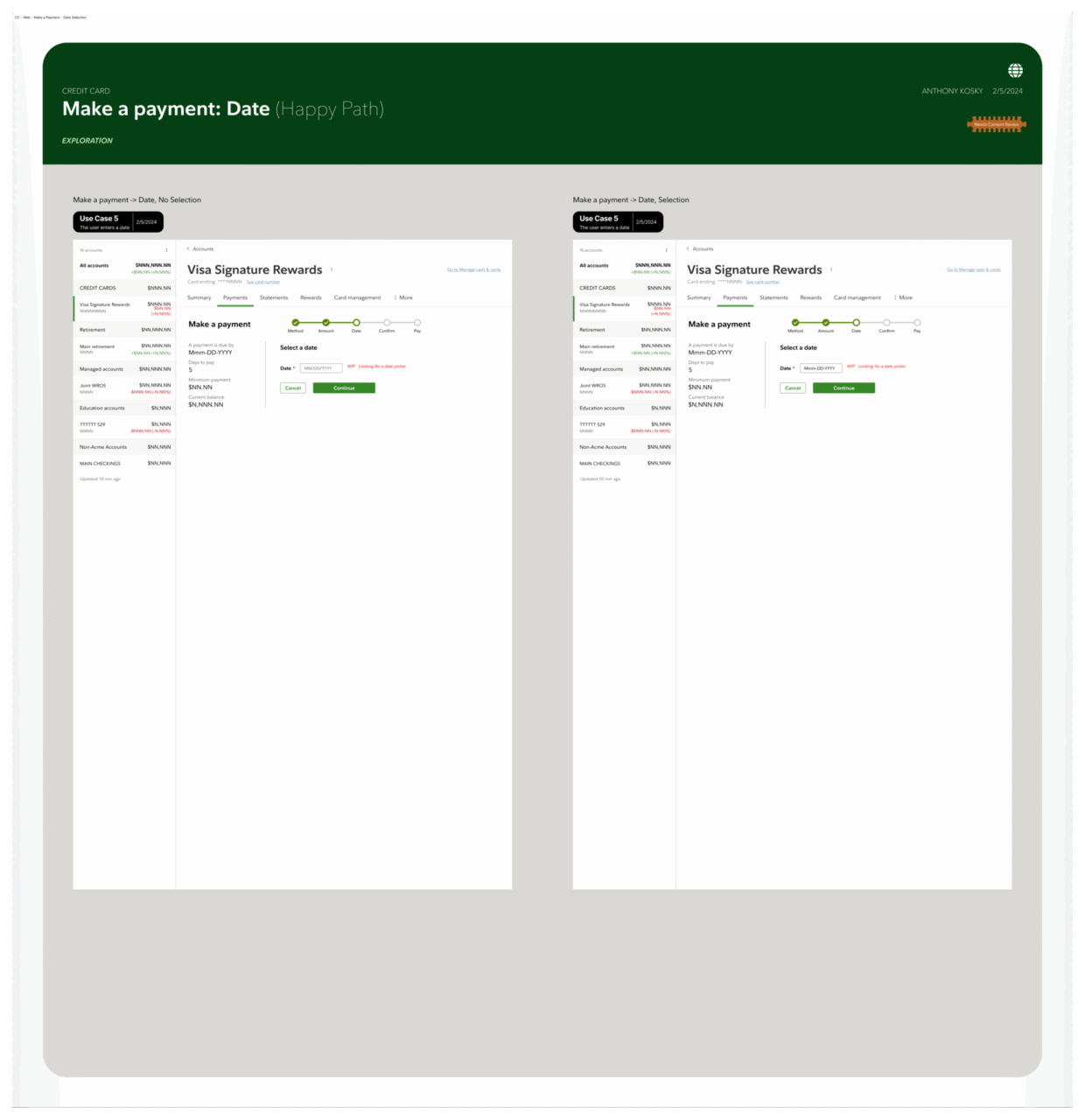Other CC Web Make a Payment Date Selection