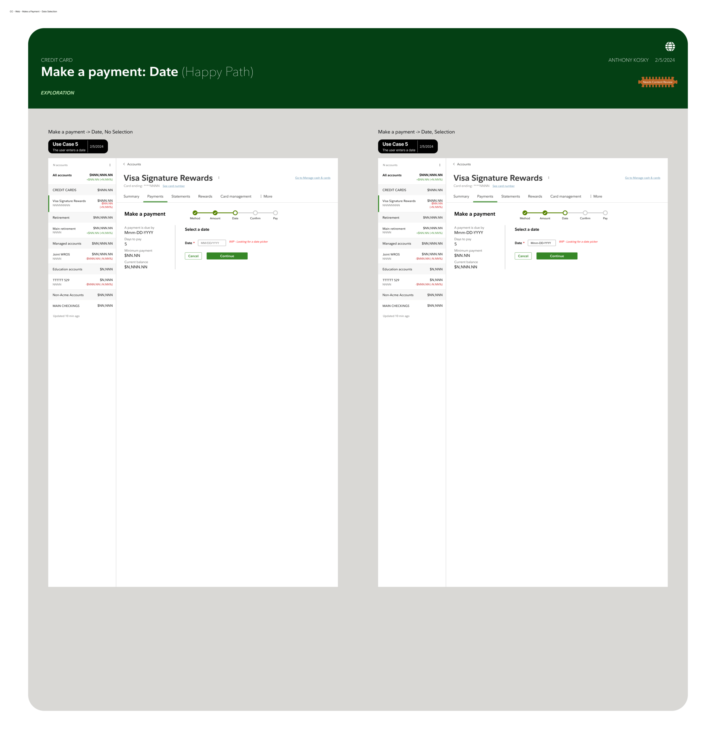 Other CC Web Make a Payment Date Selection