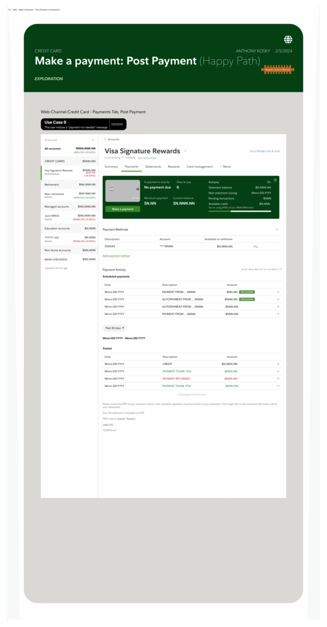 Other CC Web Make a Payment Post Payment on Payments