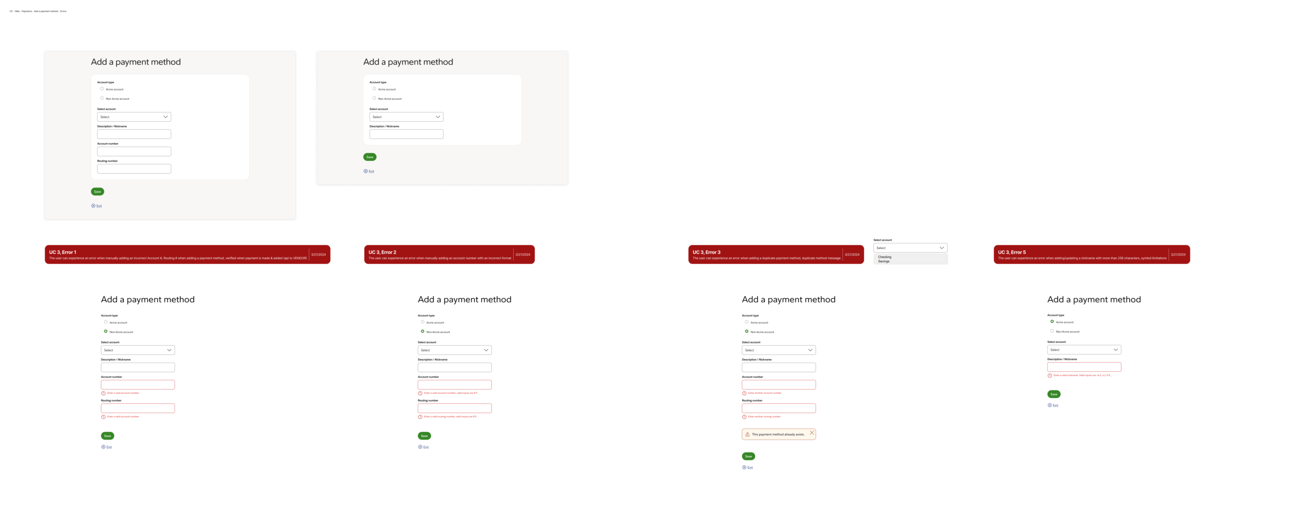 Other CC Web Payments Add a payment method Errors