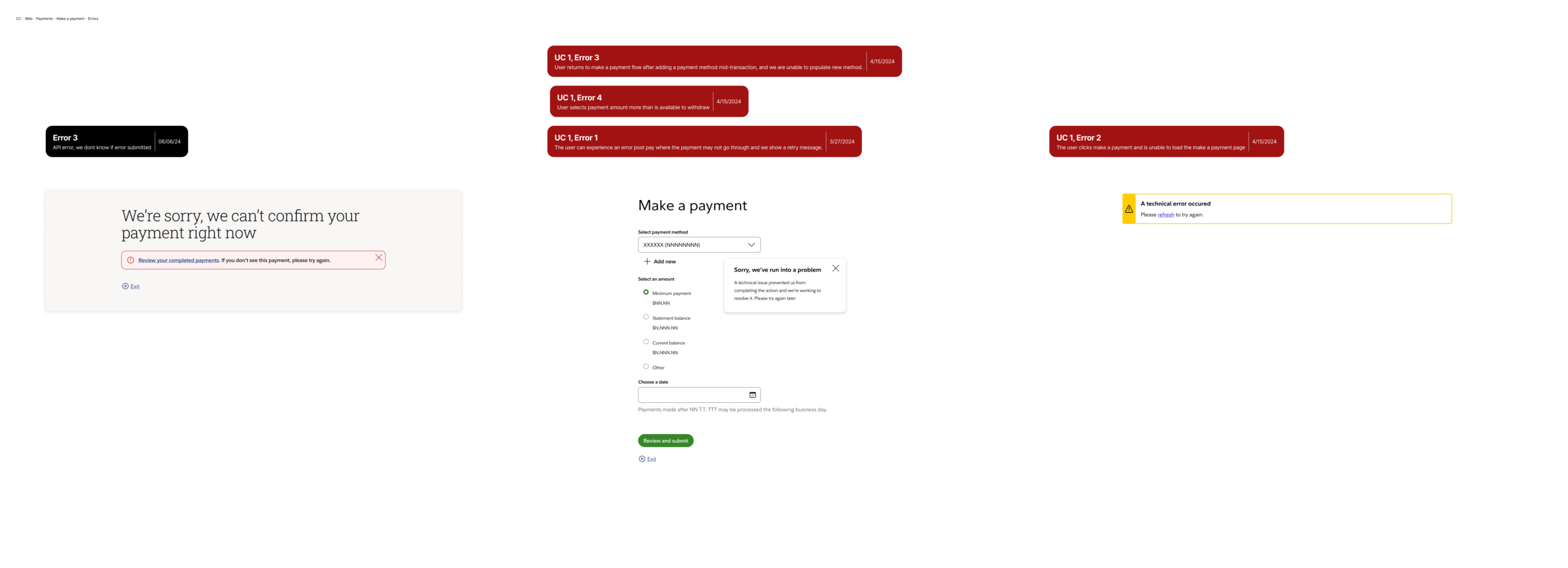 Other CC Web Payments Make a payment Errors