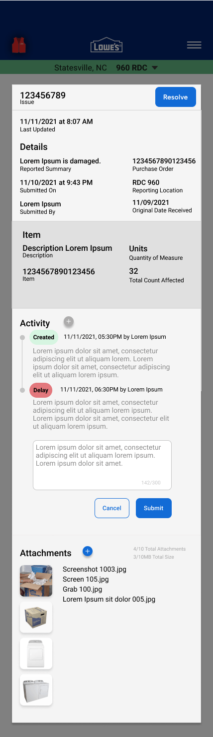 Lowes hifi issue details crud adding comment