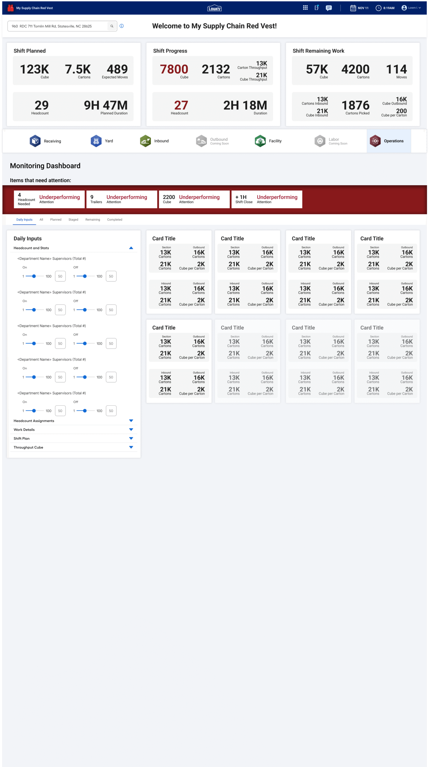 Lowes hifi reporting senior operations manager planning daily inputs 1